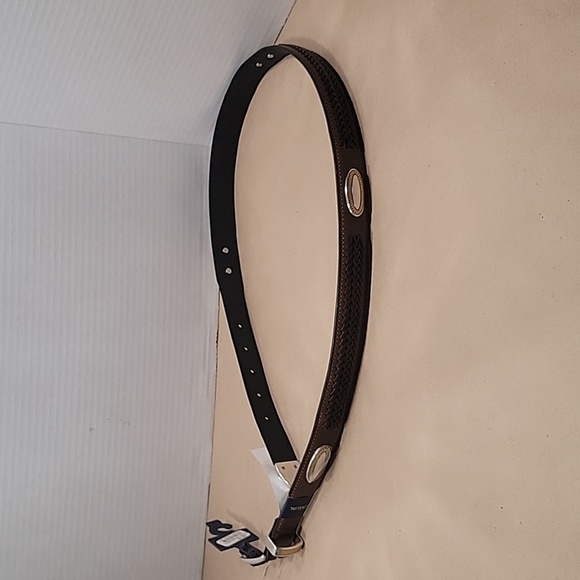 Saddlebred Tan Belt NEW with Tags, Size 36, Braided with Silver/Gold Medallions - Picture 1 of 8